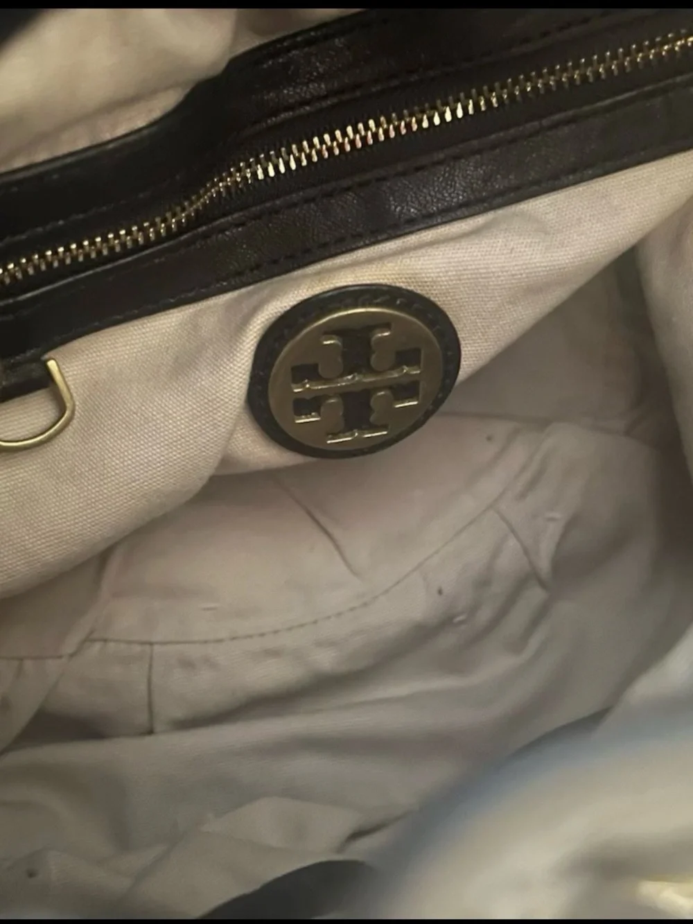 💚 Tory Burch Black Leather Shoulder Bag Gold Hardware Double Handles Bucket bag🩷